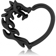 BLACK PVD COATED SURGICAL STEEL OPEN HEART SEAMLESS RING