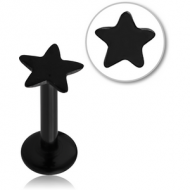 BLACK PVD COATED SURGICAL STEEL INTERNALLY THREADED MICRO LABRET WITH STAR PIERCING
