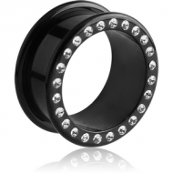 BLACK PVD COATED STAINLESS STEEL JEWELLED ROUND TUNNEL (12 STONES PP9) EMPTY PART PIERCING