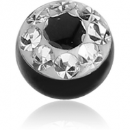 BLACK PVD COATED CRYSTALINE JEWELLED BALL PIERCING