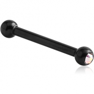 BLACK PVD COATED SURGICAL STEEL DOUBLE JEWELLED MICRO BARBELL PIERCING