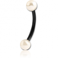 BLACK PVD COATED SURGICAL STEEL CURVED MICRO BARBELL WITH SYNTHETIC PEARLS