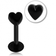 BLACK PVD COATED SURGICAL STEEL MICRO LABRET WITH ATTACHMENT - HEART PIERCING