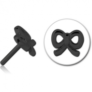 BLACK PVD COATED SURGICAL STEEL THREADLESS ATTACHMENT - BOW TIE PIERCING