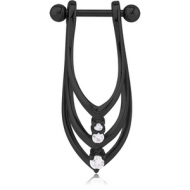 BLACK PVD COATED SURGICAL STEEL JEWELLED CARTLAGE SHIELD PIERCING