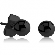 BLACK PVD COATED SURGICAL STEEL EAR STUDS PAIR - BALL 3MM