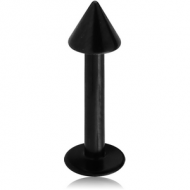 BLACK PVD COATED TITANIUM LABRET WITH CONE PIERCING