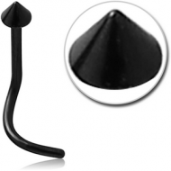 BLACK PVD COATED TITANIUM CURVED CONE NOSE STUD PIERCING