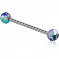 SURGICAL STEEL BARBELL WITH UV JAW BREAKER BALL PIERCING