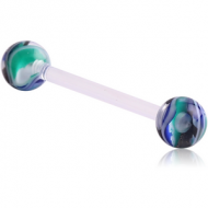 UV ACRYLIC FLEXIBLE BARBELL WITH JAW BREAKERS BALL PIERCING