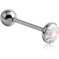 SURGICAL STEEL CRYSTALINE JEWELLED FLAT BARBELL PIERCING