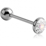 SURGICAL STEEL CRYSTALINE JEWELLED FLAT BARBELL