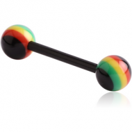 UV ACRYLIC FLEXIBLE BARBELL WITH RASTA BALL PIERCING