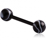 UV ACRYLIC FLEXIBLE BARBELL WITH MARBLE BALL PIERCING