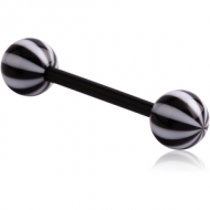 UV ACRYLIC FLEXIBLE BARBELL WITH MULTI-STRIPE BALL PIERCING