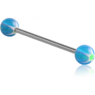 SURGICAL STEEL BARBELL WITH UV GLITTERING MURANO BALL PIERCING
