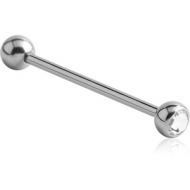 SURGICAL STEEL FLAT STONE JEWELLED BARBELL PIERCING
