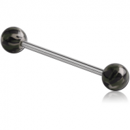 SURGICAL STEEL BARBELL WITH PAINTED BALL - NOT FOR TONGUE USE PIERCING