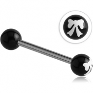SURGICAL STEEL BARBELL WITH ACRYLIC BOW PRINTED BALL PIERCING