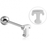 SURGICAL STEEL BARBELL WITH LETTER - T PIERCING