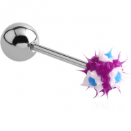 SURGICAL STEEL BARBELL WITH ONE SILICONE SPIKEY BALL PIERCING