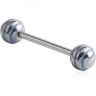SURGICAL STEEL BARBELL WITH STRIPED BALL PIERCING