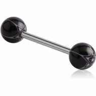 SURGICAL STEEL BARBELL WITH UV STAR BALL PIERCING