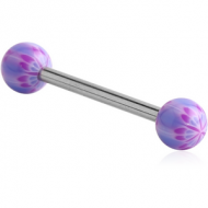 SURGICAL STEEL BARBELL WITH UV FLOWER BALL PIERCING