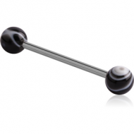 SURGICAL STEEL BARBELL WITH UV ACRYLIC MARBLE BALL PIERCING