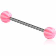 SURGICAL STEEL BARBELL WITH UV MULTI-STRIPE BALL PIERCING