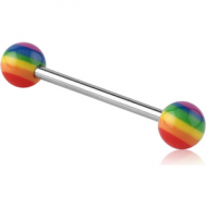 SURGICAL STEEL BARBELL WITH UV RAINBOW BALL PIERCING