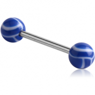 SURGICAL STEEL BARBELL WITH ACRYLIC VOLLEYBALL PIERCING