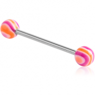 SURGICAL STEEL BARBELL WITH UV WAVE CANDY BALL PIERCING
