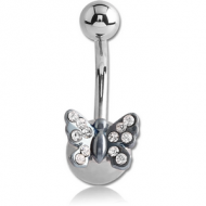SURGICAL STEEL NAVEL BANANA WITH ANODISED JEWELLED BUTTERFLY PIERCING