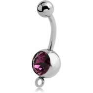 SWAROVSKI CRYSTAL JEWELLED NAVEL BANANA WITH HOOP WITHOUT TOP BALL PIERCING
