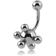 SURGICAL STEEL NAVEL BANANA WITH MULTI BALL