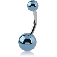 SURGICAL STEEL NAVEL BANANA WITH ANODISED BALL