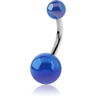 SURGICAL STEEL NAVEL BANANA WITH AB COATED NEON BALL