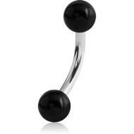 SURGICAL STEEL CURVED BARBELL WITH UV ACRYLIC BALL PIERCING