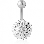 RHODIUM PLATED BRASS NAVEL BANANA - FLOWER PIERCING