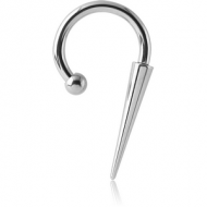 SURGICAL STEEL CIRCULAR BARBELL WITH BALL AND LONG CONE PIERCING