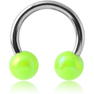 SURGICAL STEEL CIRCULAR BARBELL WITH AB COATED NEON BALLS PIERCING