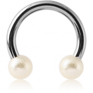 SURGICAL STEEL CIRCULAR BARBELL WITH SYNTHETIC PEARLS PIERCING