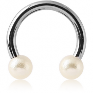 SURGICAL STEEL CIRCULAR BARBELL WITH SYNTHETIC PEARLS