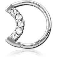 SURGICAL STEEL JEWELLED OPEN SEAMLESS RING - RIGHT - MOON