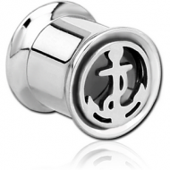 STAINLESS STEEL DOUBLE FLARED INTERNALLY CUT OUT THREADED TUNNEL - ANCHOR PIERCING