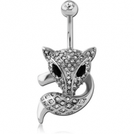 SURGICAL STEEL DOUBLE JEWELLED NAVEL BANANA - FOX