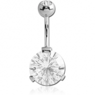 SURGICAL STEEL SUPER ROUND 12MM CZ DOUBLE JEWELLED NAVEL BANANA