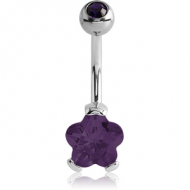 SURGICAL STEEL FLOWER 8MM CZ DOUBLE jewelled NAVEL BANANA PIERCING
