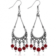EARRINGS - FASHION DANGLING WITH CORAL